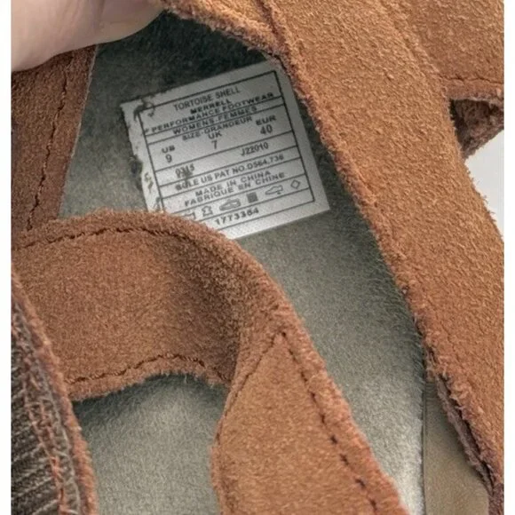 Merrell Women’s "Tortoise Shell" Leather Slight Wedge Slingback Sandal Sz 9/40 - Picture 5 of 13